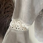 Me Jane  suede leather y2k boho crocheted lace bell sleeve top Photo 4