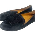 Tory Burch  Size 8.5 Leigh Black Suede Logo Round Toe Slip On Flats Loafer Photo 0