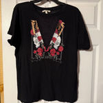 EXPRESS  Skull Graphic Lace V-Cut Tee L Photo 1