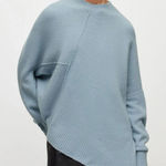 All Saints Lock Wool Blend Cowl Neck Sweater Blue Size Large Asymmetrical Photo 0