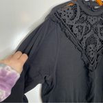 EXPRESS Mock Neck Puffy Sleeve Sweatshirt with Lace Detail Xlarge Photo 6