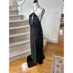 Nicholas Black Satin Gold Chain Link Halter Maxi Slip Dress Size 12 Photo 2