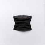 ZARA  BEADED STRAPLESS POPLIN TOP SIZE XXL festival party formal blogger’s fave Photo 1