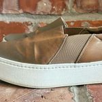 Vince Warren Tan Satin Platform Slip On Sneakers Photo 6