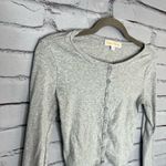 Gray Button Down Long sleeve Fitted Shirt Cropped SZ XS Lightweight Petite Y2K Photo 2
