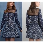 Foxiedox $238  | Felicia | Crochet Lace Dress with Sheer Lace Neck Blue Size 8 Photo 1
