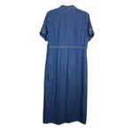 Bobbie Brooks Vintage Denim Maxi Dress Size L Snap Short Sleeve Roll Tab Midi Blue Size L Photo 5