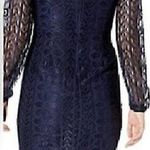 Guess  Floral Mix Lace Dress Solid Navy Blue Long Sleeve Mini Party Bodycon 0 Photo 1