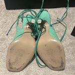 The Attico Inez Strappy Heeled Open Square Toe Sandal Emerald Green Croc sz 38 Photo 10