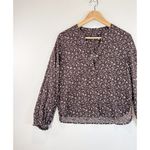 Madewell  Womens Top Brown Floral Ditsy V Neck Long Sleeve Blouse Boho Small Photo 5