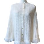 VINTAGE Grandma Cable Knit Handmade Vintage White Poncho Size undefined Photo 0