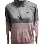 PINK - Victoria's Secret Victoria's Secret PINK‎ Half-Zip Color Block Sweatshirt Dog Logo Pullover M Photo 0
