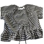 Topshop NWT Gingham Puff Sleeve Peplum Tie Back Crop Top Blouse US 8 UK 12 Photo 6