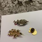 Lot Of 3 Gold Tone Costume Brooch Pins Christmas Holiday Photo 8