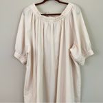 NAP Cream Tie Back Short Puff Sleeves‎ Poplin Oversized Maxi Dress Size Small Photo 3