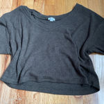 Garage  Off-The-Shoulder Cropped Sweatshirt Grey Photo 0