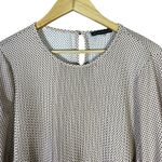 Adrianna Papell Polka Dot Pleated Blouse Womens M Pink Feminine Modest Career Photo 2