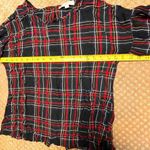 Loft Tartan Holiday Plaid Button Back Balloon 3/4 Sleeve Blouse SZ M Xmas Cabin Photo 7