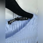 ZARA  Elegant Blue and Black Grecian Crinkle Flowing Pleated Midi Dress Photo 3