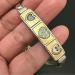 Brighton Retired  Triple Heart Silverplated With Gold Heart ID 8” Bracelet 29g. Photo 9
