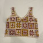Rebellion Again Junior’s Granny Square Crochet Beach Y2K Crop Top Size Small Photo 2