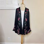 Free People  Satin Embroidered Flower Kimono Photo 1