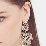 Big Statement Hollowed Stud Drop Earrings Gold Photo 5
