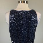Eliza J Sequined Sleeveless Midi Sheath Cocktail Dress Blue Size 8 Round Neck Photo 5