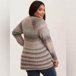 Torrid Women's Pink Purple Gray Stripe Ombre Long Sleeve Open Cardigan Sweater Photo 5