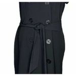 Fashion Bug NEW  Ruffle Collar Short Sleeve Button Front Black Dress Tie Belt 16 Photo 2