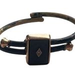 Antique 1879 Victorian Gold Filled Mourning Bracelet with Real Center Diamond Black Photo 0