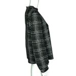 W5 Knit Top Black White Plaid Long Sleeve Wide Mock Neck Exposed Back Zip Photo 1