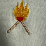 Ganni  |  Cream Hoodie with Heart Match Embroidery Sweatshirt | Small Photo 1