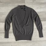 Moda International Gray Plunge V-Neck Sweater Photo 0