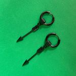 A Pair Titanium Steel Arrow Dangle Drop Earrings for Men Women,Punk Hip Hop Black Photo 3