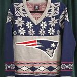 NFL V-Neck New England fair isle sweater Sweater Blue and Gray size small Photo 6
