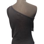 Cache  Black One Shoulder Fringe Chains Flapper Stretch Top Sz L NWoT $128 Photo 4