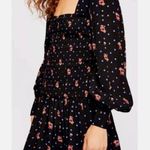 Free People NWT Smocked Floral Celestial Star Black LongSleeve Skater Mini Dress Photo 1