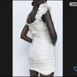 ZARA Blogger Favorite Off White Ruched Front Mini Dress Sz.S NWT Photo 5