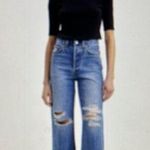Levi's LEVI Strauss Co Rib Cage Straight Leg Distressed Cropped Ankle Blue Jeans 32/27 Photo 1