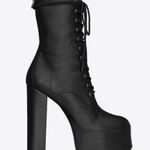 Saint Laurent Cherry Lace-up Platform Bootie in Smooth Leather Size 40 Photo 0