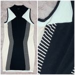 River Island  Black White Geometric Stretch Bodycon Sleeveless Sweater Dress 12 Photo 1