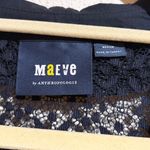 Anthropologie  Maeve Black Sheer Lace Long Sleeve Collared Button Down Top Blouse Photo 5