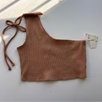 Aerie  Rebel Tie Cropped One Shoulder Ribbed Tank Top Size Medium Photo 1