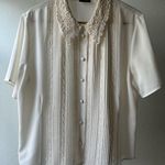 Laura Scott Vintage Lace Collar Cream Blouse Size 10 Photo 1