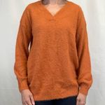 White Birch Women's Oversized Fit Fuzzy V Neck Sweater Burnt Orange M Med Medium Photo 0