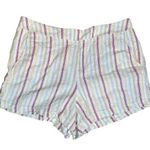 Gap  Linen Blend Shorts Womens XL Striped Yellow Pink Blue High Rise Beach Boho Photo 0