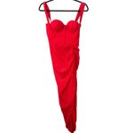 ADEIRLINA Its Showtime Corset Ruched Midi Dress Red NWT XS‎ Photo 2