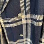 Anne Klein Navy Blue and Tan Plaid Sweater Double Breasted Blazer | Size XL Photo 2