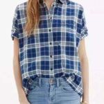Madewell Plaid Oversized Courier Shirt Button Down Short Sleeve Size Small Photo 0